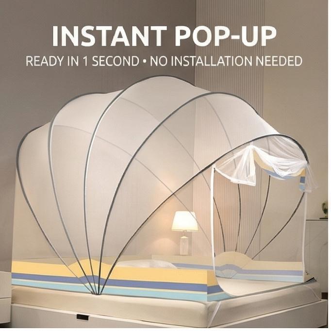Pop-Up Faltbares Mongolisches Moskitonetz Keine Installation 150cm Höhe Anti-Mücken Bettzelt für Zuhause Schlafzimmer Kinder Baby Einfache Lagerung Design