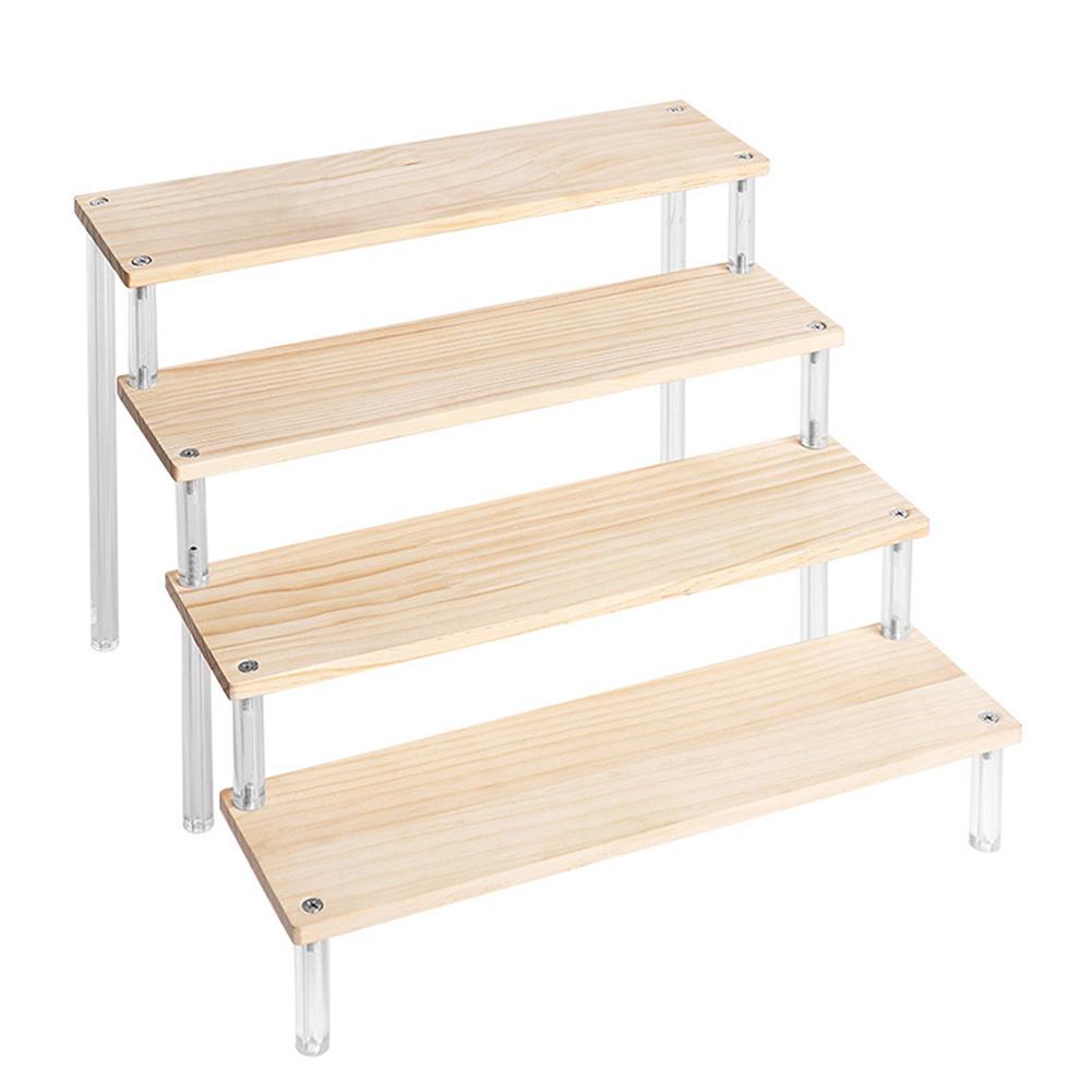 Acrylic Display Rack Wooden Ladder Rack Cosmetics Storage