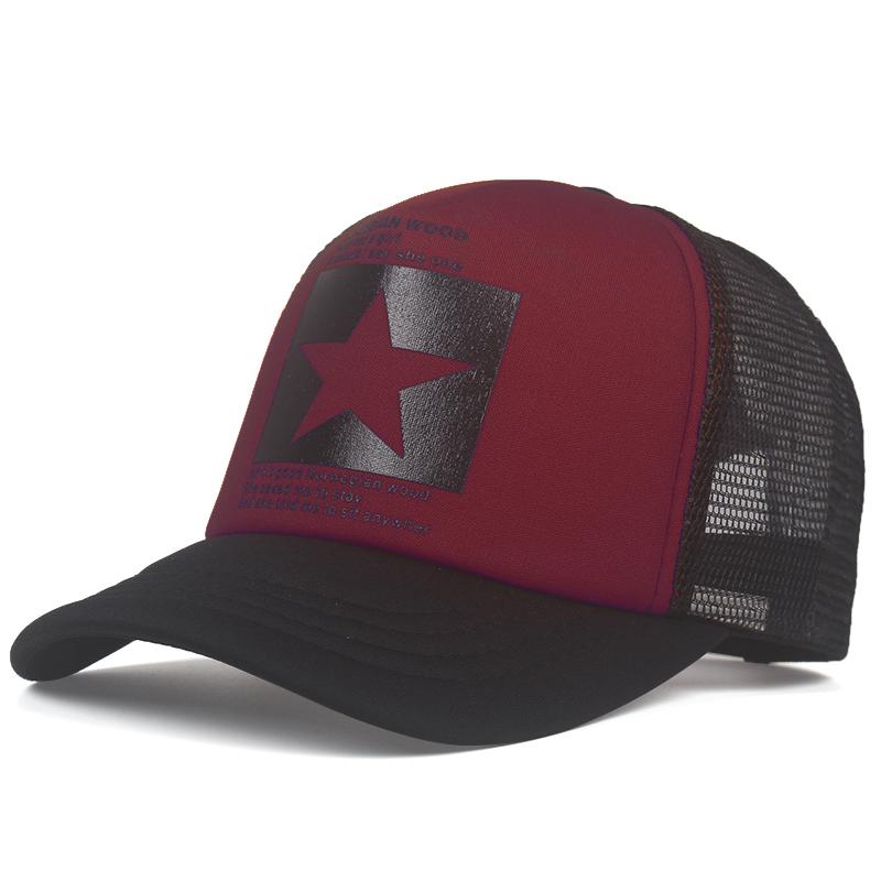 New Fashion Five Pointed Star Pattern Printed Trendy Men's and Women's Universal Hip Hop Mesh Breathable Baseball Hat Truck Caps