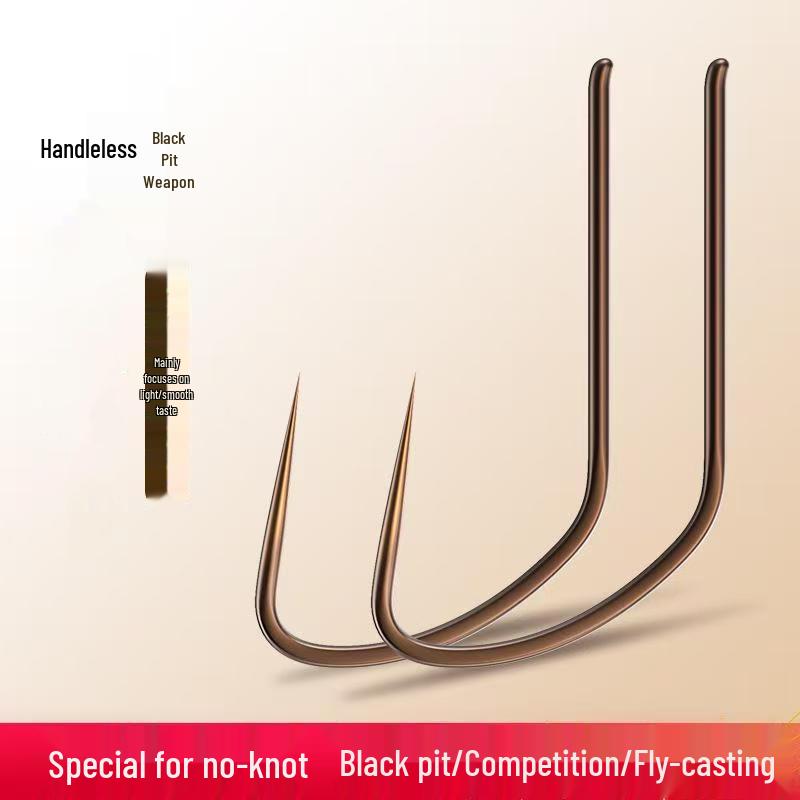 Red Sand Competition Catfish Hook: Barbless, Knotless, Handleless [Improved Fly Kicker] for Carp and Crucian Carp Fishing Size 8