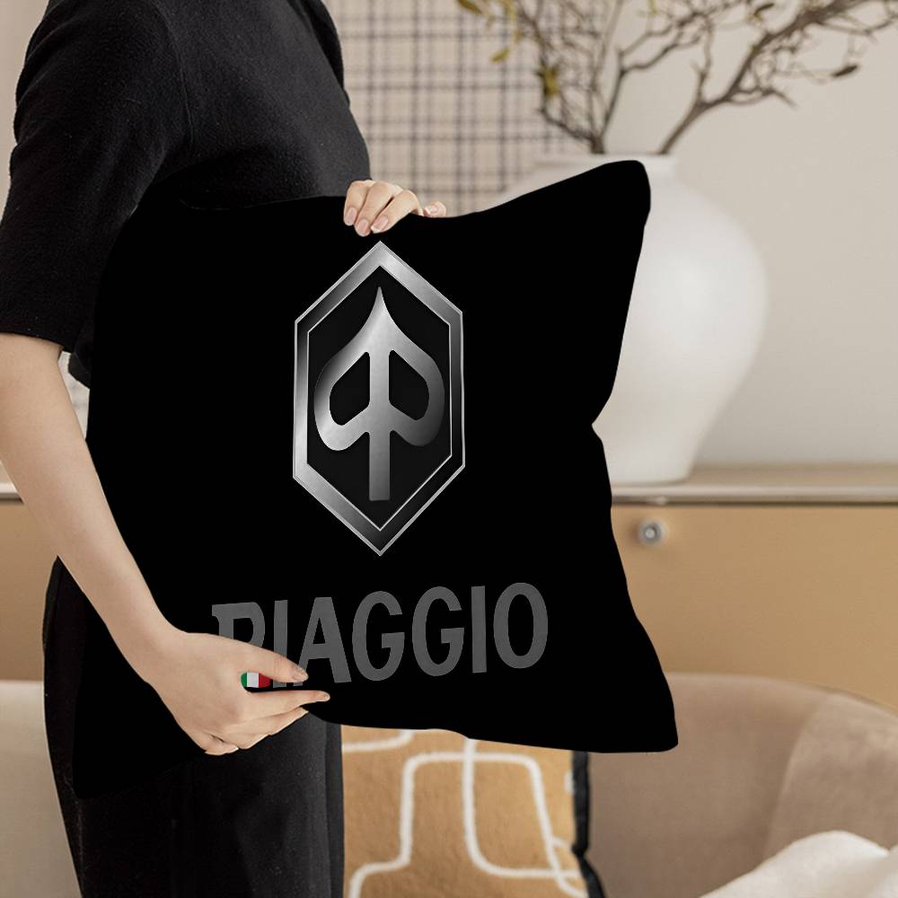 P-Piaggio Logo Pillow Covers Cartoon Sofa Decorative Home Double-sided Printing Short Plush Cute Cushion Cover