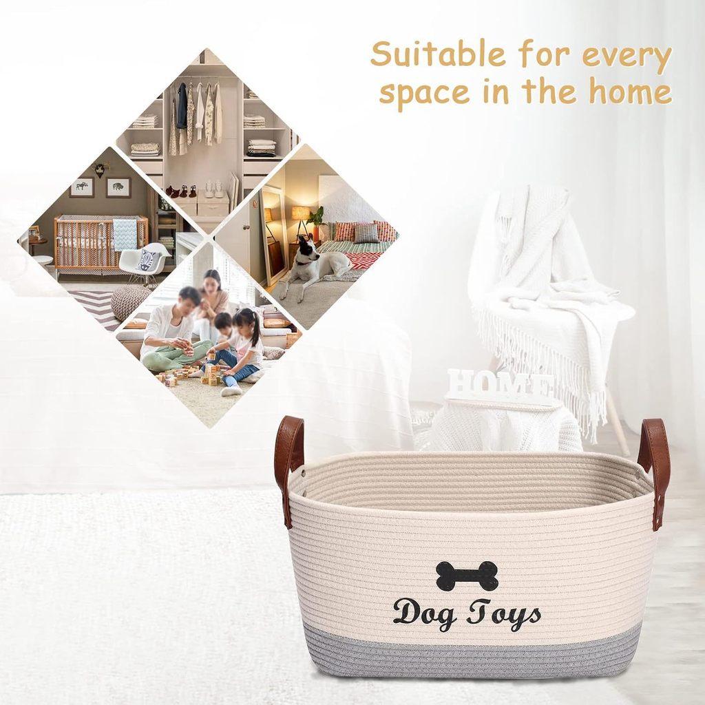 Cotton Multifunction Storage Basket With Handles For Home Organization And Toy Storage