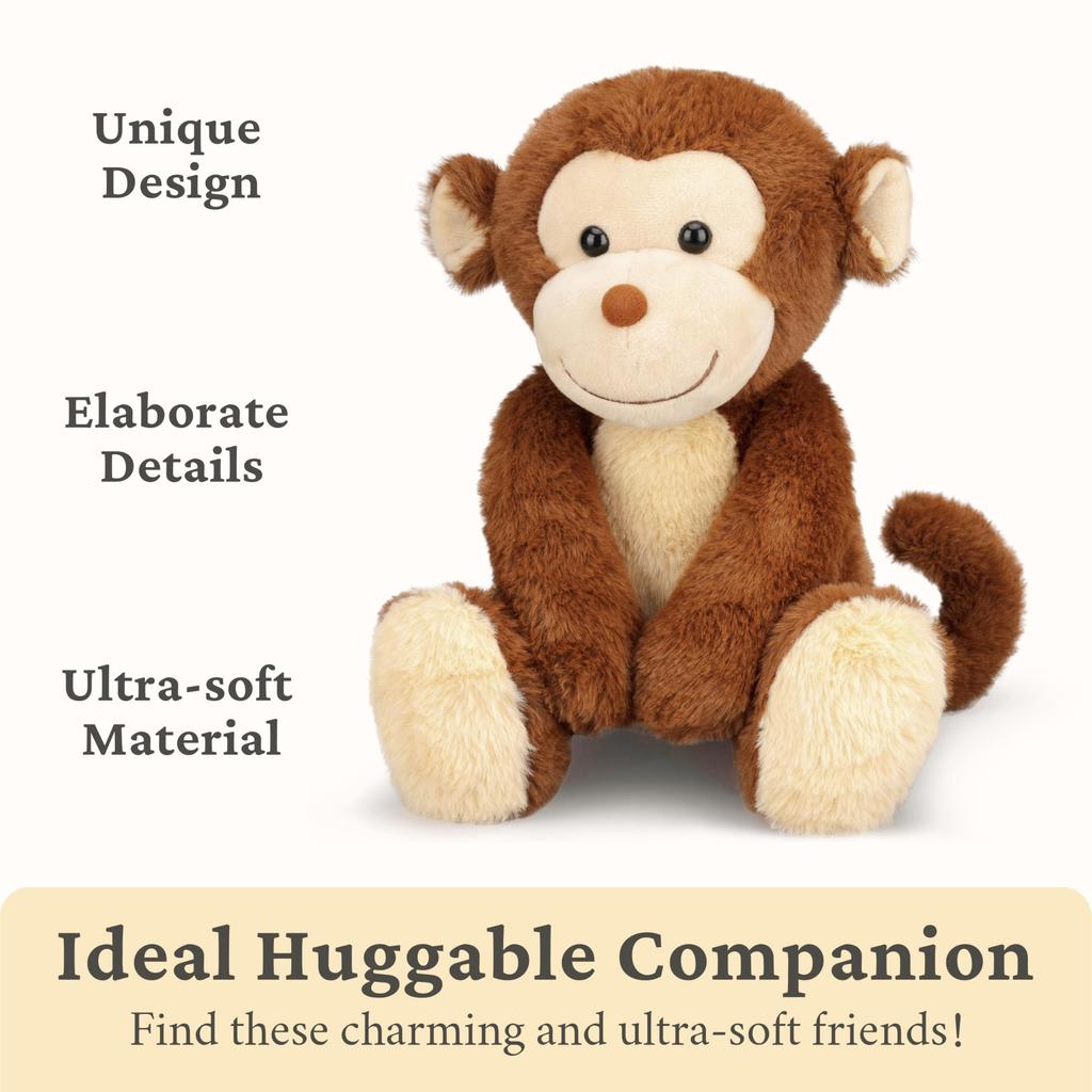 IKASA 32cm Niedliches Affen-Stofftier - Flauschig und kuschelig, ein tolles Geschenk für Ihre Familie oder Liebsten.