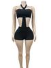 Europäisches & Amerikanisches Schlank geschnittenes Neckholder Bandeau Shorts Mode Set für Damen