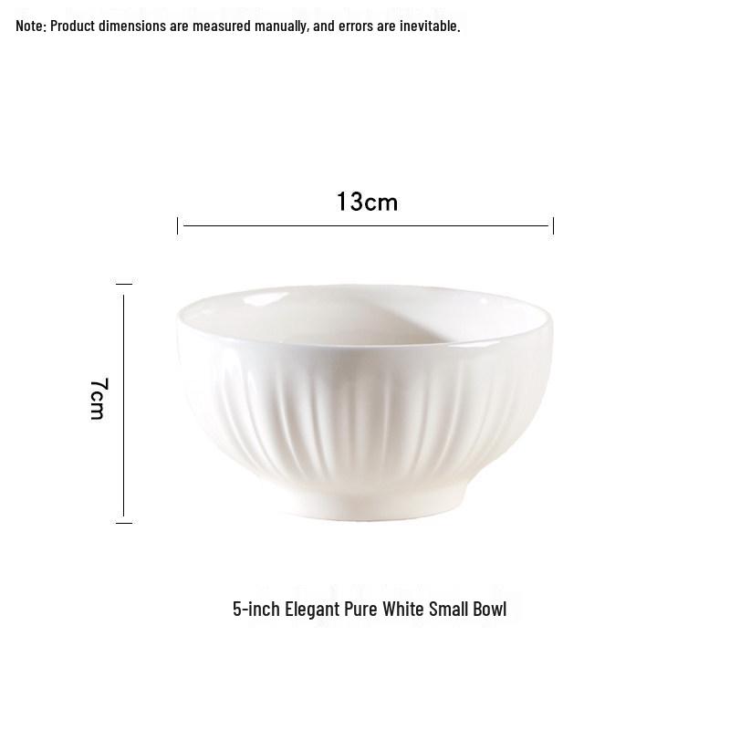 2025 Pure White Ceramic Dishware Set: Bowls, Plates, and Chopsticks for New Homes