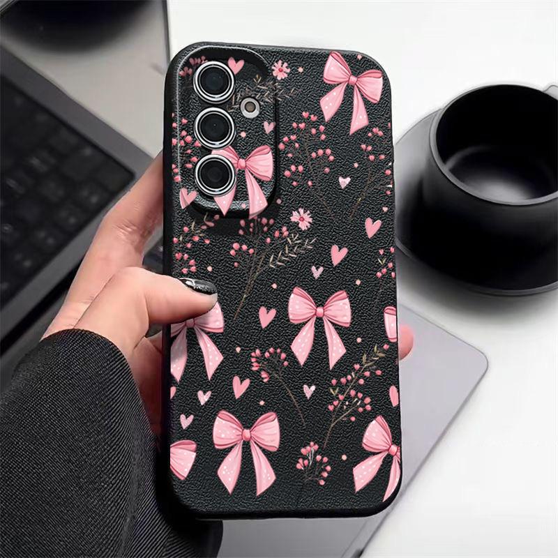 Pink Bowknots Floral Pattern Case For Samsung Galaxy S26 S25 S24 Ultra S23 S22 S21 FE A54 A15 A35 A55 A16 A26 A36 A56 A17 A37 A57 5G Funda