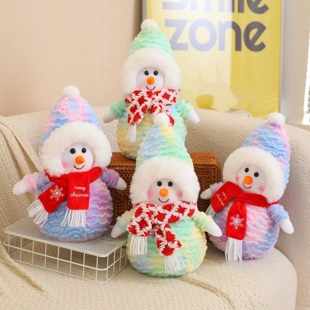 35cm Santa Claus Plush Toys Cartoon Snowman Stuffed Dolls Scarf Snowman Plush Toy  Home Decoration