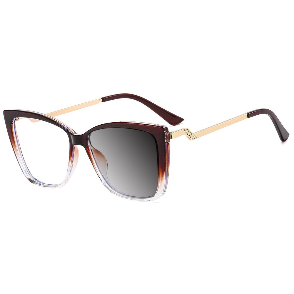 Fashion Brand Retro Square Leopard Women Eyeglass Frame Photochromic Anti Blue Light Reading Glasses