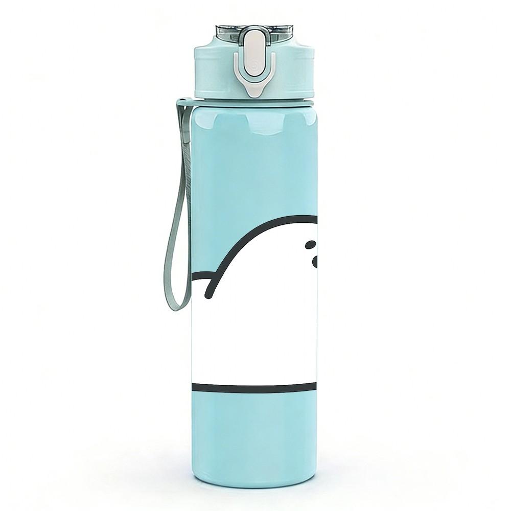 1PC Fluffy Seal Cloud Cartoon 750ml Color Plastic Sports Water Bottle Leakproof Flip Straw Lid Suitable for Sports Office Home Use