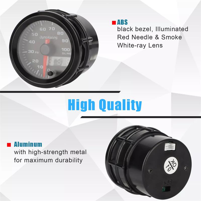 2 Inch 52MM 7 Colors Racing Gauge Oil Pressure Gauge 0-100PSI Oil Press Gauge With Stepper Motor Car Meter