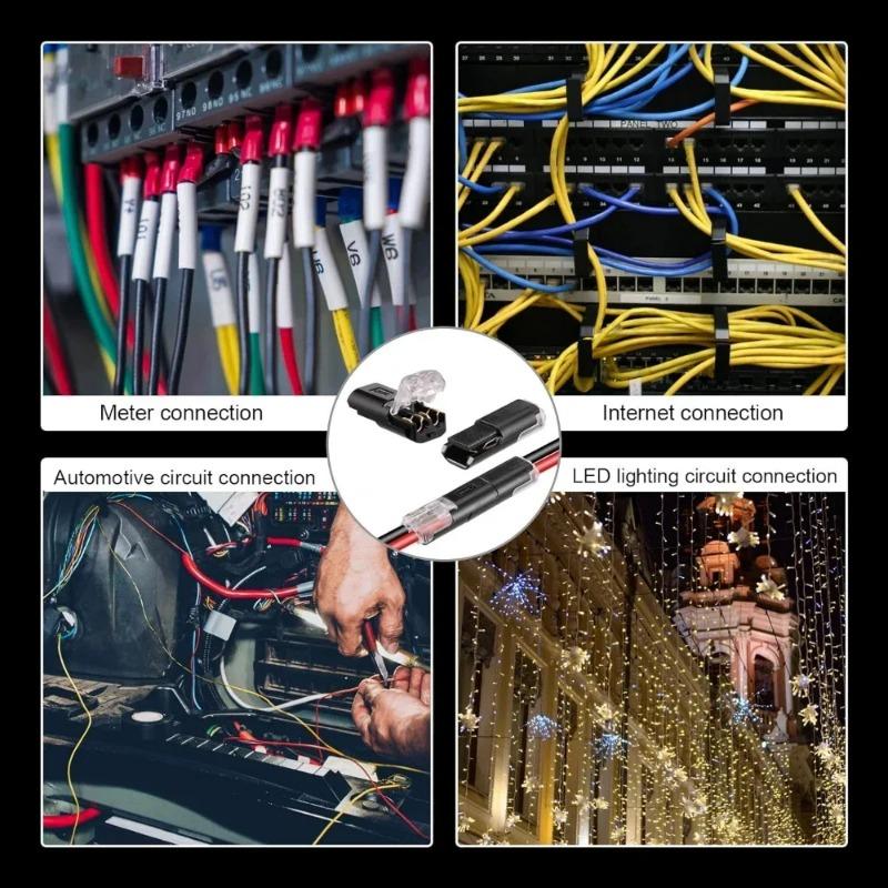 2 Pin Way Plug Electrical Connectors with Locking Buckle Car Wire Double Plug-in Terminal Block Cable Connection Strips Clamps