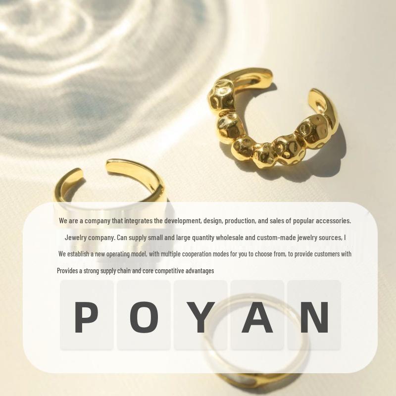 Inel deschis din oțel inoxidabil cu aur de 18K cu design floral european și american, care nu se decolorează