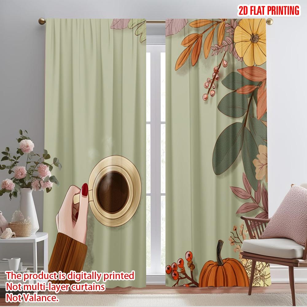 

2pcs,2D plane printing Curtains halloween pumpkin (12) Polyester (without rod) All Seasons for Living Room & Kitchen Decor 52.50×116.00 CM 2pcs