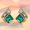 1 Pair Ear Studs Rhinestone Geometric Electroplating Luxury High Gloss Ear Decoration Jewelry Faux Crystal Engagement Earrings Anniversary Gifts