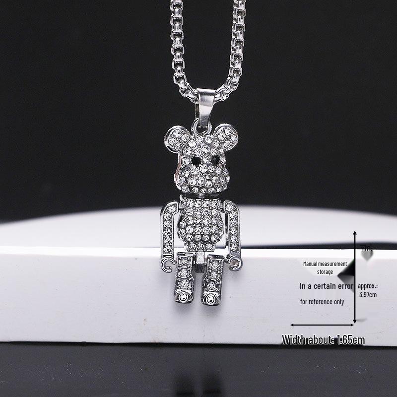 Creative Cartoon Bear Necklace with Movable Limbs - Zinc Alloy Pendant Jewelry