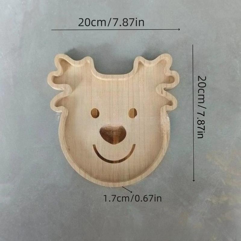 Bamboo Christmas Tray with Easter Design - Elk Christmas Tree Santa Hat Rabbit Pattern Solid Wood Cartoon Serving Tray