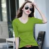Women's T-Shirt Mid-Sleeve Women Bottoming Shirt with Half-Sleeve Woman T-Shirt Tight V-Neck Tops Tees