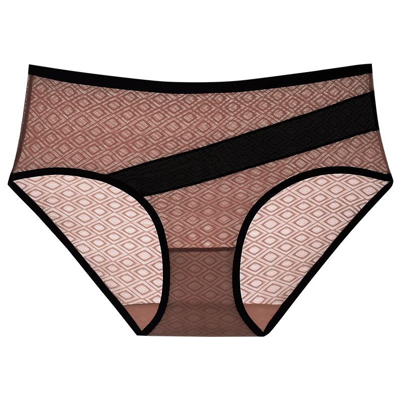 Women's Underwear With Mesh Breathable Knickers Sexy Mid Waist Briefs Ladies Underpants Fit 60kg to 125kg