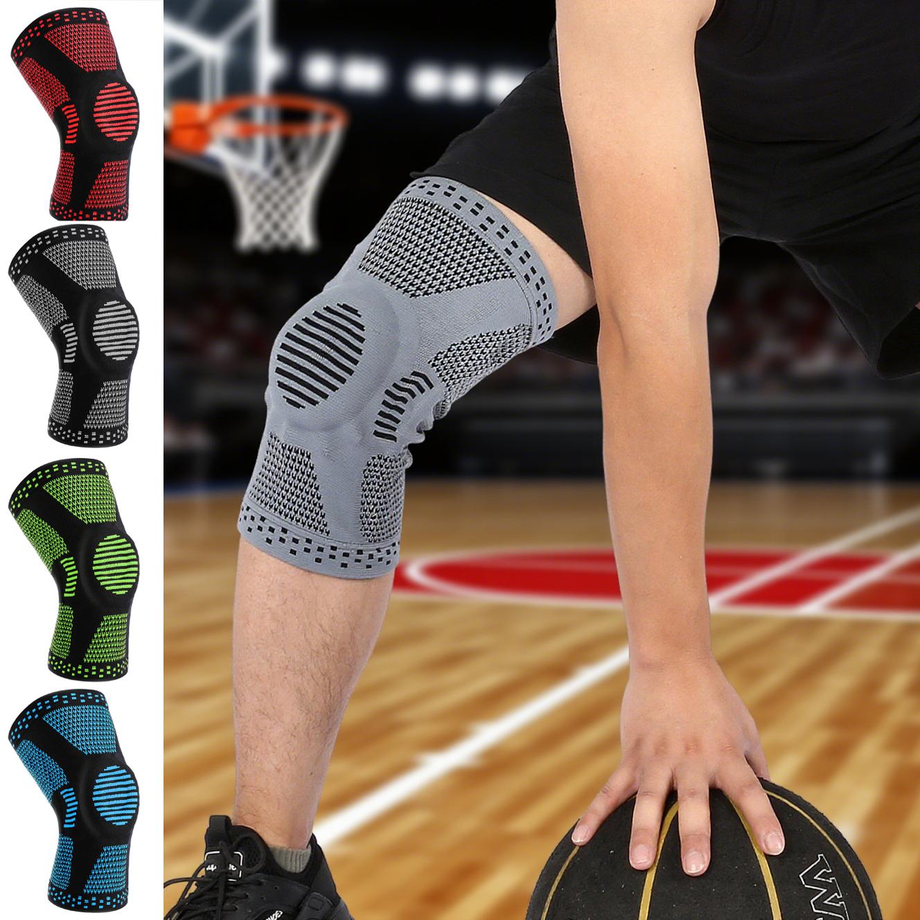 Durable And Safe 1/2 Piece Compression Knee Sleeve Silicone Protection Support Knee Pain Sport Pads Running Gym Arthritis Knee Workout Sports