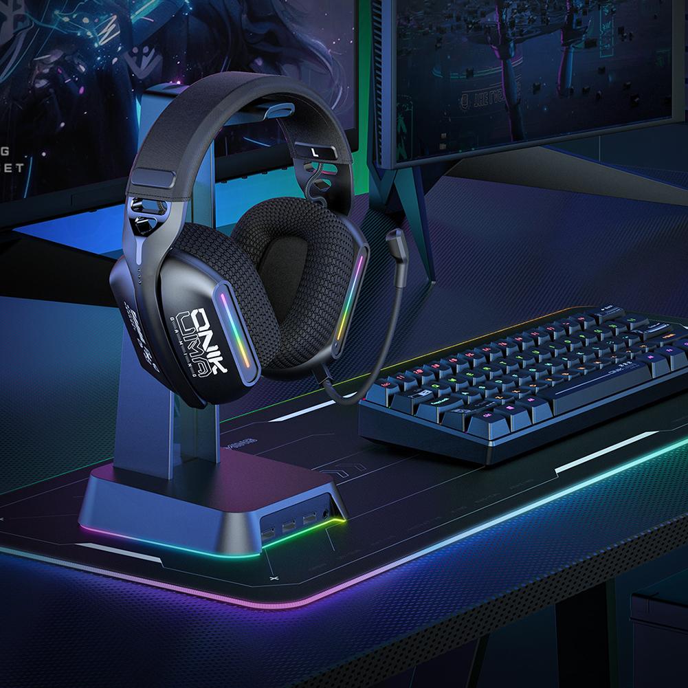 5.3 Słuchawki do gier e-sportowych z trzema trybami i wtykanym mikrofonem, efekt świetlny RGB, słuchawki Bluetooth z redukcją szumów nausznych