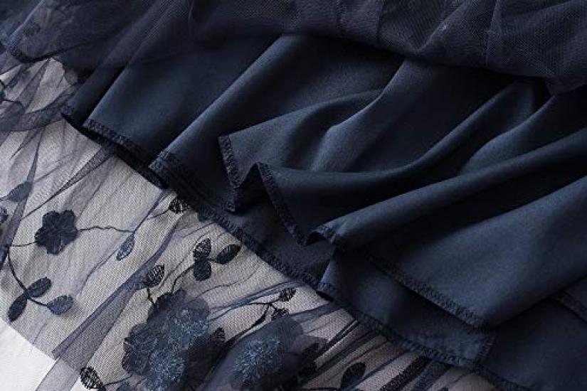 LeafIn Long Floral Elastic Tulle Tutu 8692 Women's Skirt, Print, High-Waisted, Waist, Skirt, Fluffy, Slimming, Figure-Flattering, A-Line, Embroidered,