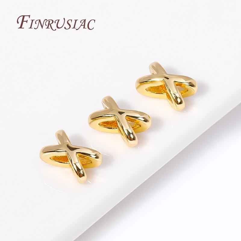 Fashion 18K Gold Plated Brass Star/X Shape Spacer Beads For Pearl Necklace Making, Separators for Beads DIY Beadwork Accessories
