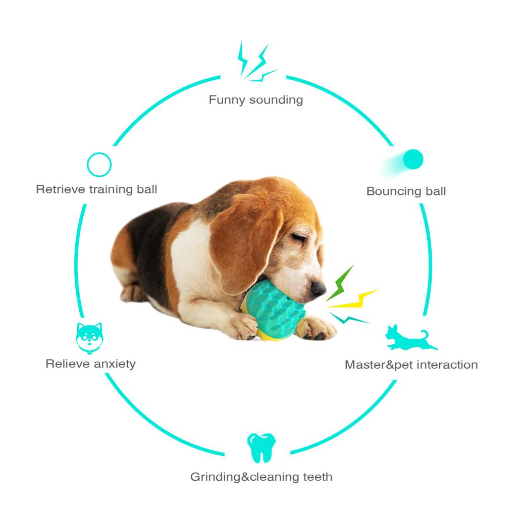 Chew Squeaky Dog Ball Toy For Small Large Dogs Interactive Improve IQ Teeth Cleaning Puppy Toys French Bulldog Pug Pet Supplies