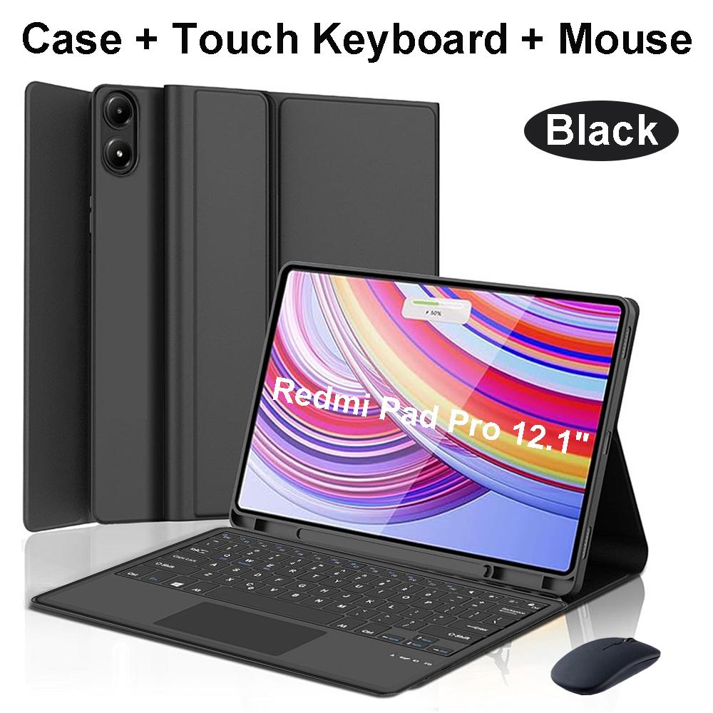 Case for Redmi Pad Pro 12.1 Inch, Bluetooth Keyboard Cover for POCO Pad 12.1 Inch