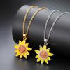 Teamer Enamel Sunflower Pendant Necklace Gold Color Stainless Steel For Women Fashion Plant Floral Amulet Jewelry Gift 2026 New