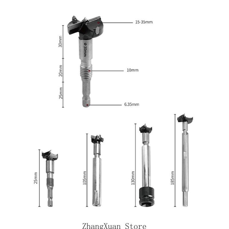 3XUF Professional Woodwork Drill Bit Set 15mm To 35mm For Hardwood With Storage Case