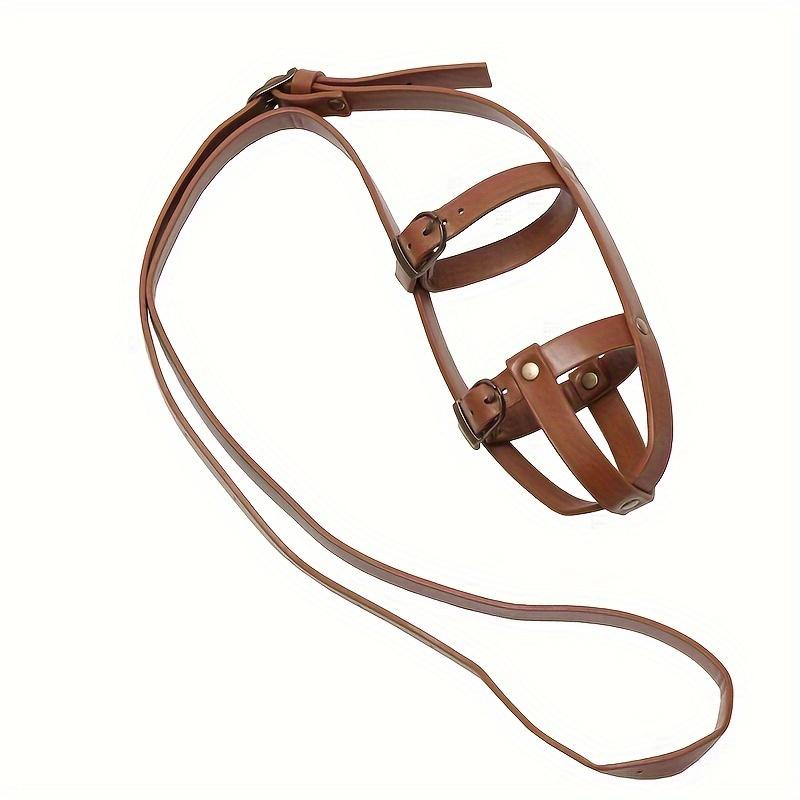 

1 шт. Подстаканник через плечо с регулируемым ремешком - Изолированный дизайн молочного пакета для стеклянных бутылок, Идеальный подарок на Рождество/Хэллоуин, Материал ПУ коричневый