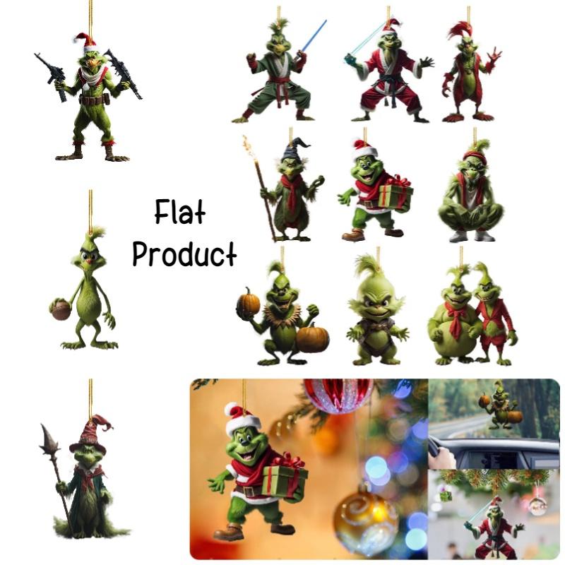 Fun Green Series Car Decor Christmas Tree Ornament For Home Acrylic Material