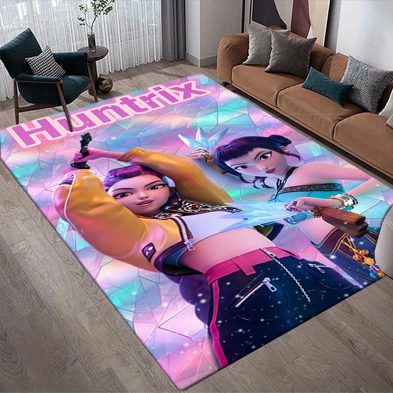 Huntrix Fashion Style Crystal Velvet Rug, Soft Anti‑Slip Crystal Velvet Carpet for Living Room Bedroom Home Decor