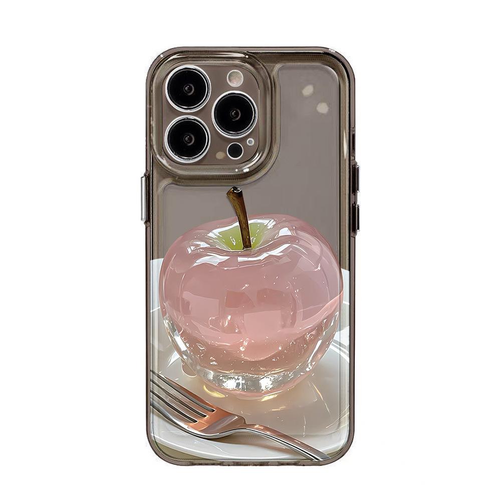 Crystal Apple Is Suitable for iPhone17ProMax Anti-drop Mobile Phone Case 16 Advanced Sense 15/14 Transparent Fine Hole