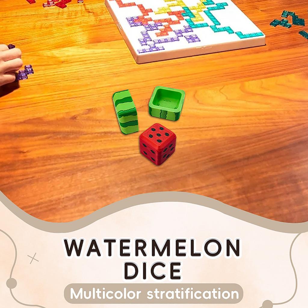 3D Printed Watermelon Dice – Creative Fruit-Shaped Dice For Tabletop Games & Collectors