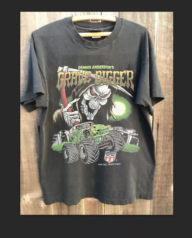 

Vintage 90s Grave Digger Monster Truck Charcoal Unisex Tshirt All Size S-5XL Unisex T-Shirt XXXXL