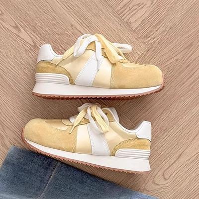 2025 New Spring and Autumn German Training Sports Running Casual Versatile Women's Thick-soled Lightweight Round-headed Daddy Non-shiny Forrest