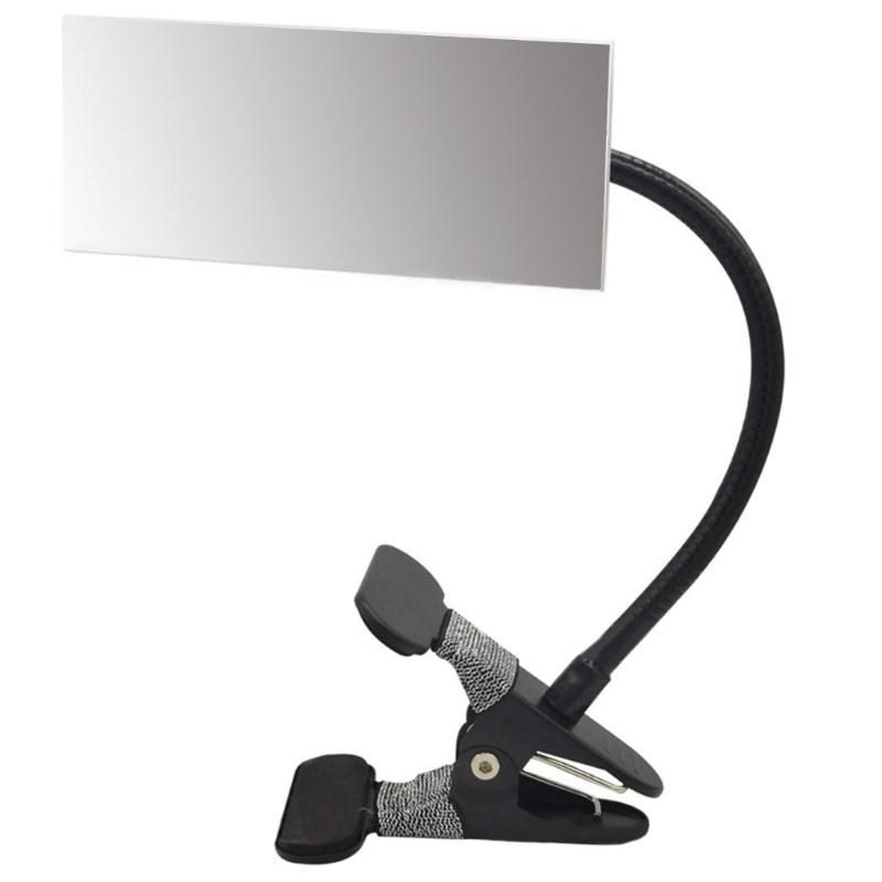 360 Degree Adjustable Rectangle/Round Clip On Mirror Flexible Makeup Mirror for Desk or Cubicle Safety and Security
