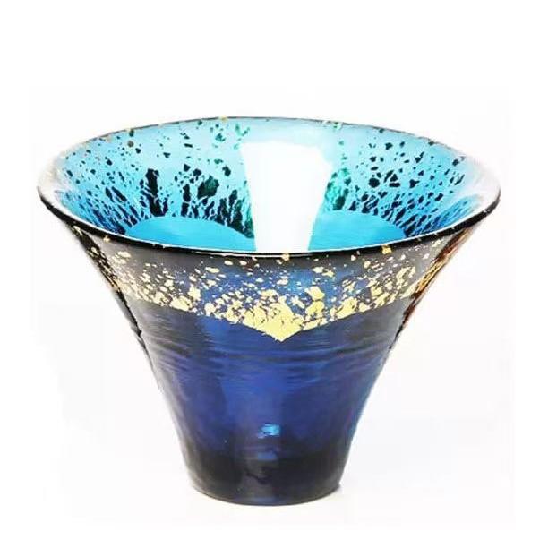 Mount Fuji Cup Gold Foil Crystal Glass Sake Cup