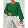 Womens Crew Neck Long Sleeve Knit Sweater Loose Fit Cable Solid Color Casual Winter Basic Top