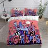 Merry Christmas King Queen Duvet Cover Red Cartoon Santa Bedding Set Kids Boys Girls Christmas Tree 2/3pcs Polyester Quilt Cover
