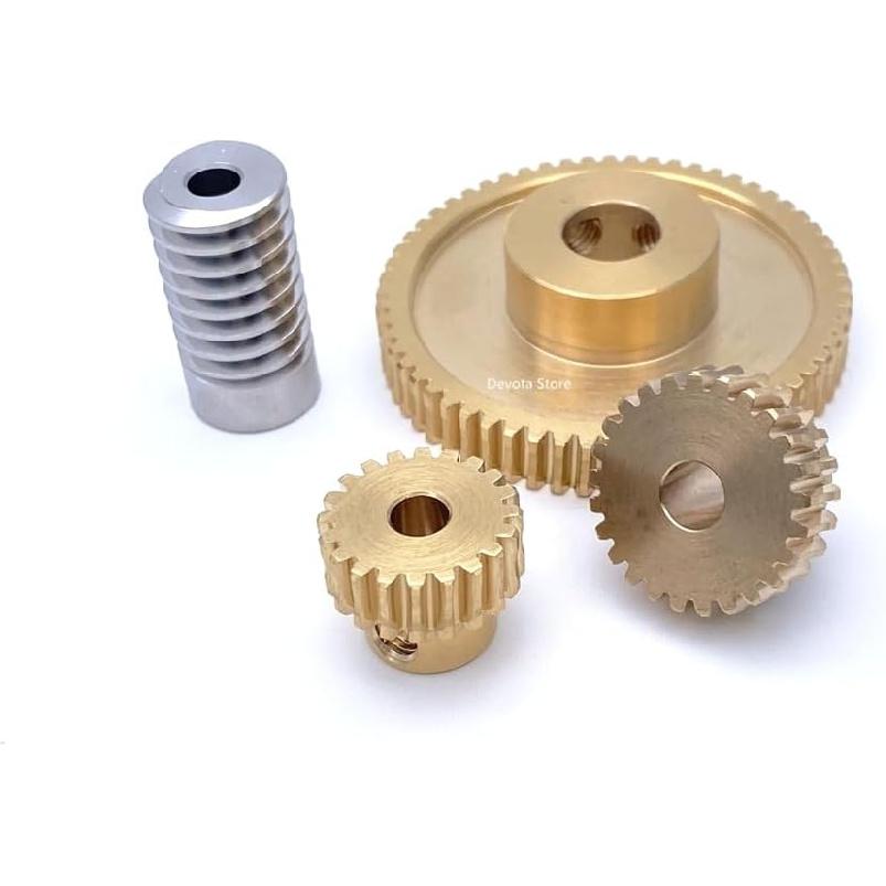 0.8M 304 Stainless Steel Worm Brass Gear Turbine Worm Gear Set 1:20/30/40/50/60 Teeth Industrial Accessories 1set (Color : Worm 5mm, Size : 20