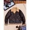 Vintage B3 Sheepskin Leather Jacket for Men Winter Thick Bomber Coat with Faux Fur Lining