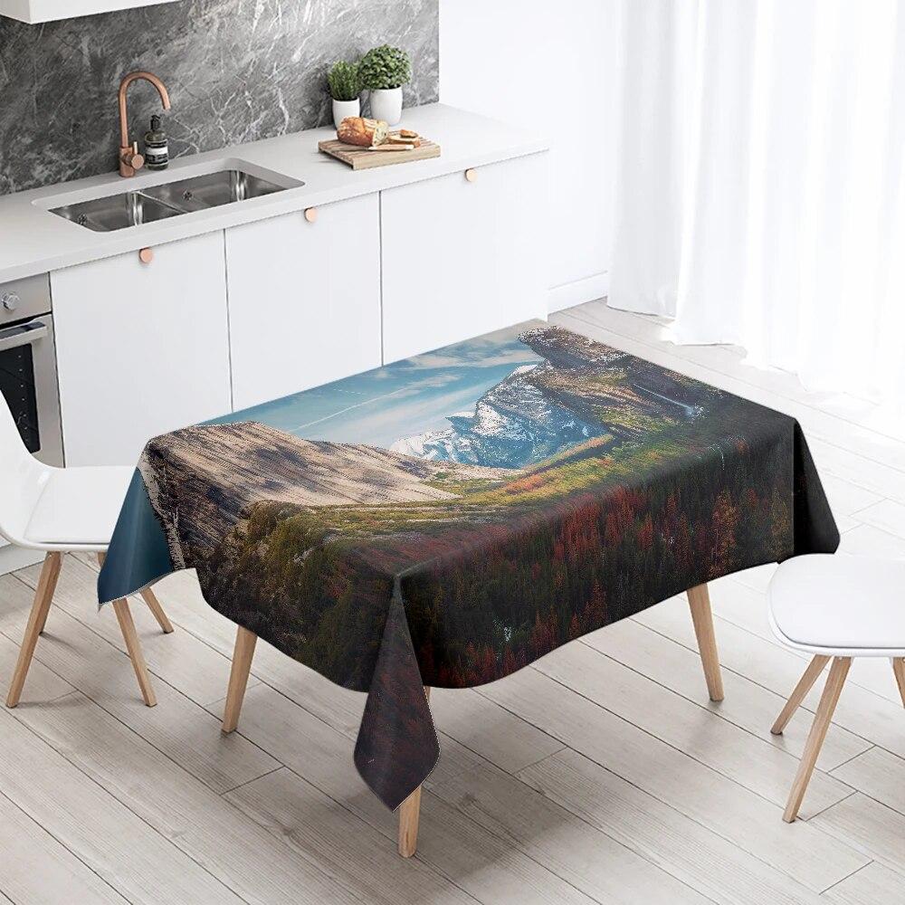 Natural Scenery Tablecloth Outdoor Camping  Anti-fouling Waterproof Rectangular  Home Table Decoration