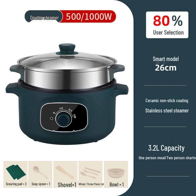 Multi-Functional Electric Cooker: Hot Pot, Stir-Fry, and Noodle Maker for Dorms and Bedrooms