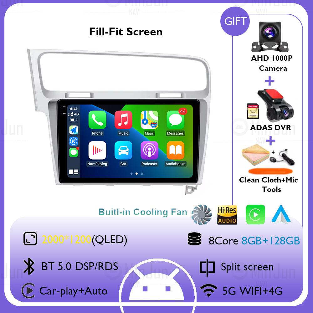 Android 14 Car Radio For Volkswagen VW Golf 7 MK7 GTI 2011-2021 Wireless Carplay Auto Radio Multimedia Player Navigation GPS DSP