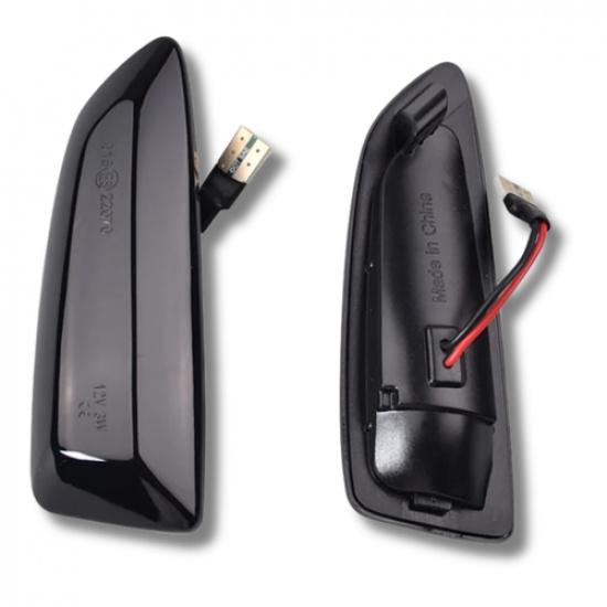 Side Indicators Set LED Dynamic For Vauxhall Grandland X 17- Repeater Black Pair