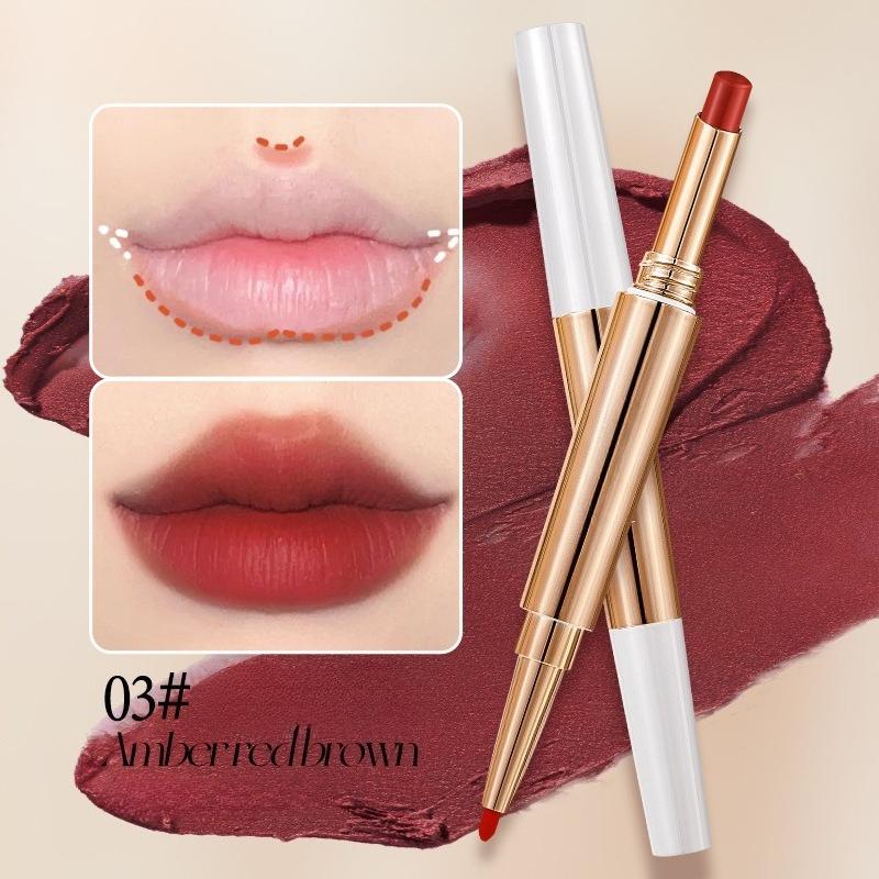 Růžový esenciální olej Dvojhlavá rtěnka Bez blednutí barvy Nelepí se na hrnek Tužka na rty Sametově matná Pro světlou pleť Kosmetika pro růžové rty