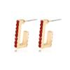 Multicolor Trendy Rhinestone Ushape Earrings Creative Alloy Studs Women For