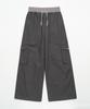 TOFFEE WOMEN W Elastic Waist Wide Cargo Pants (Charcoal)